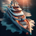 a digital rendering of a large yacht in the water. Generative AI