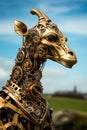 Steampunk Mechanical Giraffe. Generated Image.