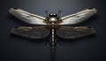 A digital rendering of a metallic dragonfly Generative AI Royalty Free Stock Photo