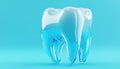 Digital Rendering Of A Tooth With Blue Color