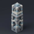 A digital rendering of a tower built with interlocking blocks. The structure features Royalty Free Stock Photo