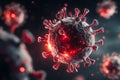 Digital rendering of a virus particle with glowing surface structures Royalty Free Stock Photo