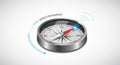 A digital rendition of a classic compass features a metallic gray casing Royalty Free Stock Photo
