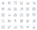 Digital repository line icons collection. Archiving, Curation, Preservation, Access, Searchability, Metadata, Storage