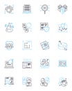 Digital repository linear icons set. Archive, Collection, Database, Repository, Preservation, Access, Storage line
