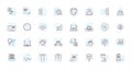 Digital repository linear icons set. Archive, Collection, Database, Repository, Preservation, Access, Storage line
