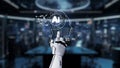 Digital Representation of Artificial Intelligence Concept with Robotic Hand Gesture in Futuristic Data Analysis Royalty Free Stock Photo