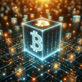 Digital representation of Bitcoin blockchain technology