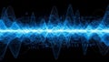 Digital representation of a blue sound wave or audio frequency with binary code and circuit board Keywords: sound Royalty Free Stock Photo
