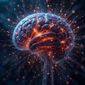 Digital representation of a brain with glowing neural pathways - AI Generated