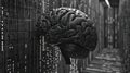 AI-Powered Cognitive Systems: Digital Brain with Data Streams and Binary Code for Tech Design Royalty Free Stock Photo