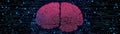 A digital representation of a brain surrounded by abstract circuitry