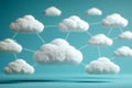 Cloud Computing Network Concept with Connected Digital Clouds on Blue Background Generative AI Royalty Free Stock Photo
