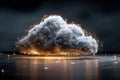 Conceptual depiction of glowing cloud technology with network data link lights Royalty Free Stock Photo
