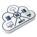 Cloud network hosting isolated on white background