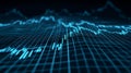 Abstract digital data visualization with blue grid lines and fluctuating graph patterns Royalty Free Stock Photo