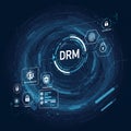 Digital representation of Digital Rights Management (DRM) featuring a dark blue Royalty Free Stock Photo
