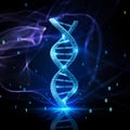 Digital representation of a DNA double helix with glowing elements and binary code in a dark setting Royalty Free Stock Photo