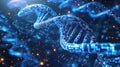 Digital DNA Double Helix Structure with Binary Code and Futuristic Network Connection Royalty Free Stock Photo