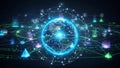 Digital Network Connecting Globe with Glowing Lines and Representing Global Technology and Data Flow Royalty Free Stock Photo
