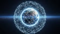 Digital Network Connecting the Earth with Glowing Lines and a Galactic Background Showing Global Connectivity Royalty Free Stock Photo