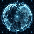 Digital representation of Earth featuring a glowing network. The globe shows continents including Royalty Free Stock Photo