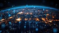 Global Digital Network Connecting the World, Showing Data Flow and Connectivity Royalty Free Stock Photo