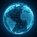 Digital representation of Earth with a network of interconnected lines and Royalty Free Stock Photo