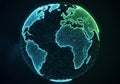 Digital representation of Earth showcasing a glowing network across continents Royalty Free Stock Photo
