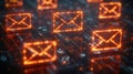 Glowing Digital Envelopes on Circuit Board: Secure Electronic Communication Concept Royalty Free Stock Photo