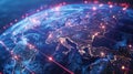 Global Network Connection with Digital Earth Technology, Future Communications and Connectivity Royalty Free Stock Photo