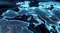 Digital representation of Europe showing illuminated connections and data networks symbolizing global communication and advanced Royalty Free Stock Photo