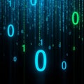 Code (0s and 1s) cascading down a dark background, resembling a Royalty Free Stock Photo