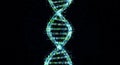 Digital representation of a glowing blue and green DNA double helix constructed from binary code data streams Royalty Free Stock Photo
