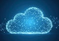 Digital representation of a glowing cloud composed of interconnected nodes Royalty Free Stock Photo