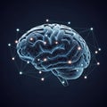 Digital representation of a human brain with interconnected nodes Royalty Free Stock Photo