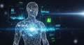 Futuristic AI Human Representation with Data Visualization Royalty Free Stock Photo