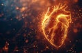 Digital Representation of a Human Heart with Glowing Network Connections and Abstract Background Royalty Free Stock Photo