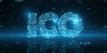 Digital representation of ICO concept with binary code. Technology and finance concept. Royalty Free Stock Photo
