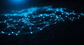 A digital representation of a network with interconnected points forming blue lines Royalty Free Stock Photo
