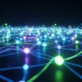 Depicted with interconnected nodes resembling spheres glowing in Royalty Free Stock Photo