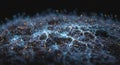 Digital representation of a neural network demonstrating complexity and connections in a dark background setting. Generative AI Royalty Free Stock Photo