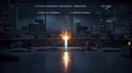 Private spaceflight launch simulation high-tech control room digital animation futuristic atmosphere dramatic view innovation