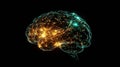 This digital representation showcases a brain with intricate networks glowing in bright colors, symbolizing complex Royalty Free Stock Photo