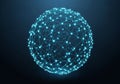 A digital representation of a spherical network composed of interconnected nodes and lines, Royalty Free Stock Photo