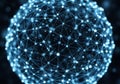 A digital representation of a spherical network, consisting of interconnected points and lines Royalty Free Stock Photo
