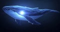 A digital representation of a whale is composed of interconnected blue polygons Royalty Free Stock Photo