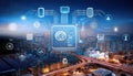 Exploring firefly abstract communications technology concepts in a modern cityscape