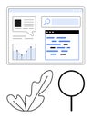 Digital Research and Analysis Concept with Search Bar, Data Graph, and Code Display Royalty Free Stock Photo