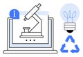 Digital Research and Innovation Concept Featuring Microscope, Light Bulb, and Recycling Symbol Royalty Free Stock Photo